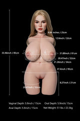 23,3 kg, I-Cup, B12W+Y701ROS Amelia – Größentabelle für Sexpuppen